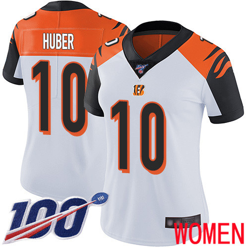 Cincinnati Bengals Limited White Women Kevin Huber Road Jersey NFL Footballl #10 100th Season Vapor Untouchable->women nfl jersey->Women Jersey
